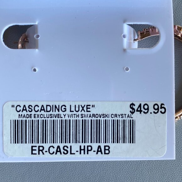 Double Sided Rose Gold Cubic Zirconia Hoop Earrings NWT - Picture 7 of 8